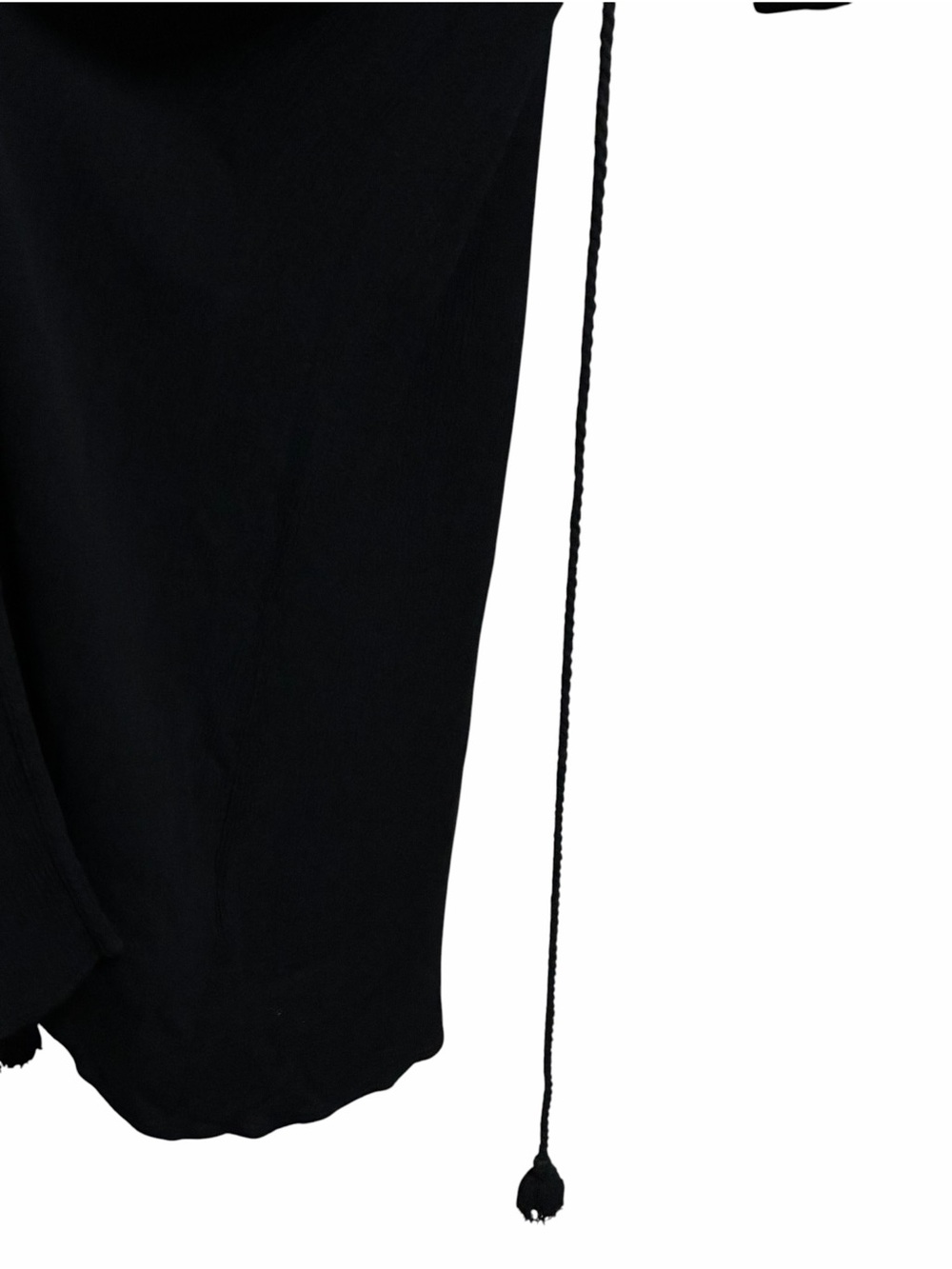 Black Embroidered Kimono Cardigan Women M Boho Festival Duster Rayon Tassel Open - Picture 5 of 10